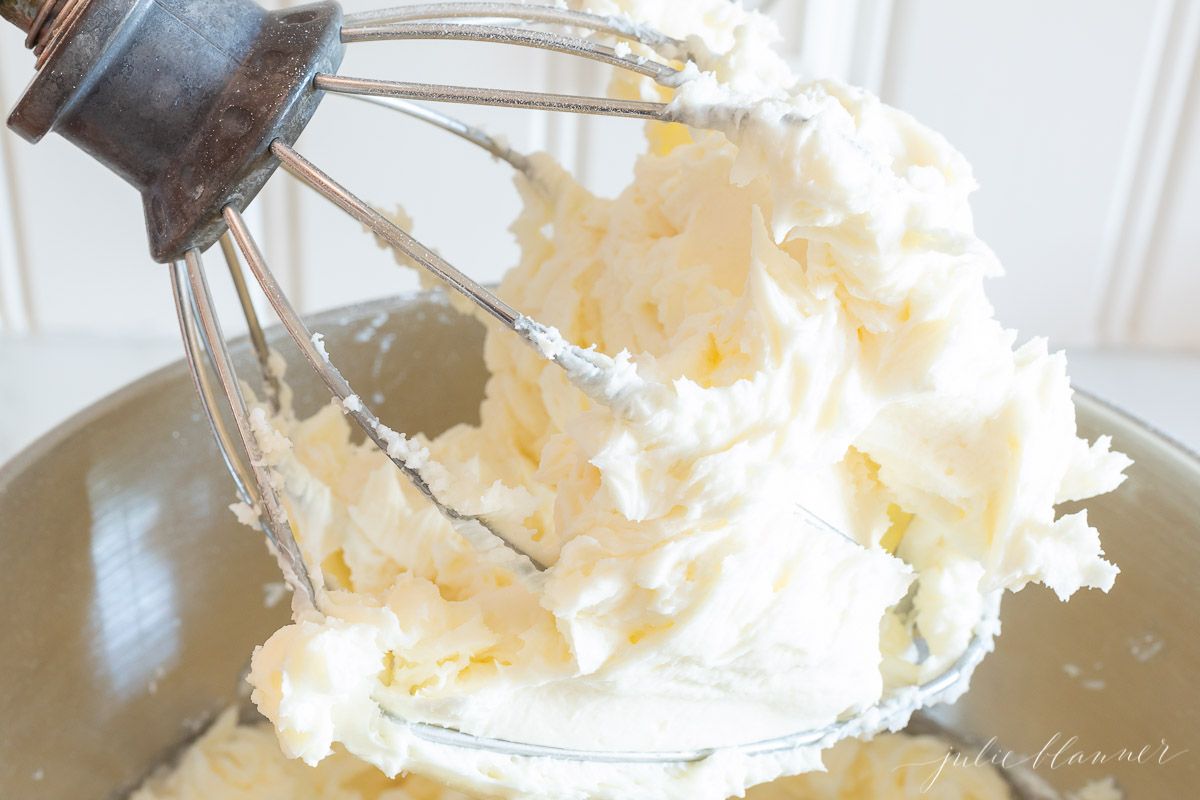 Lemon frosting on a wire attachment for kitchenaid mixer.