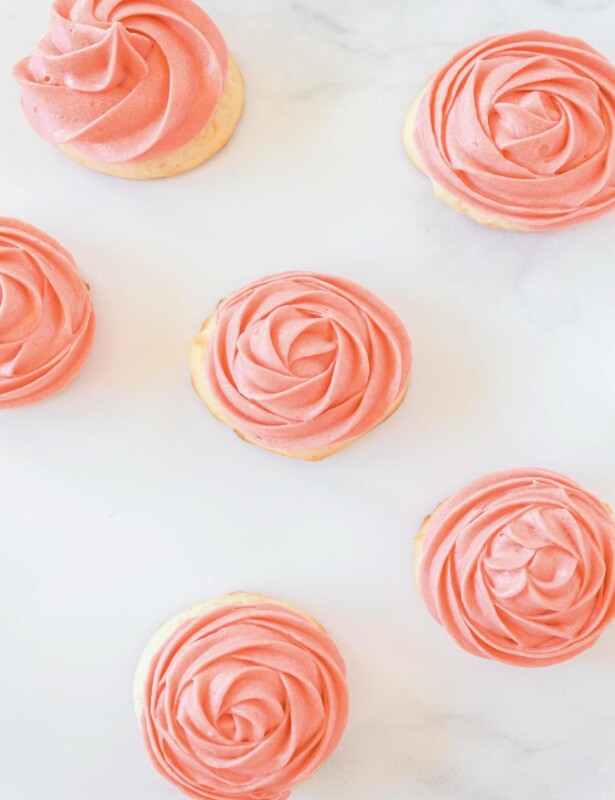 Champagne Cookies on marble counter.