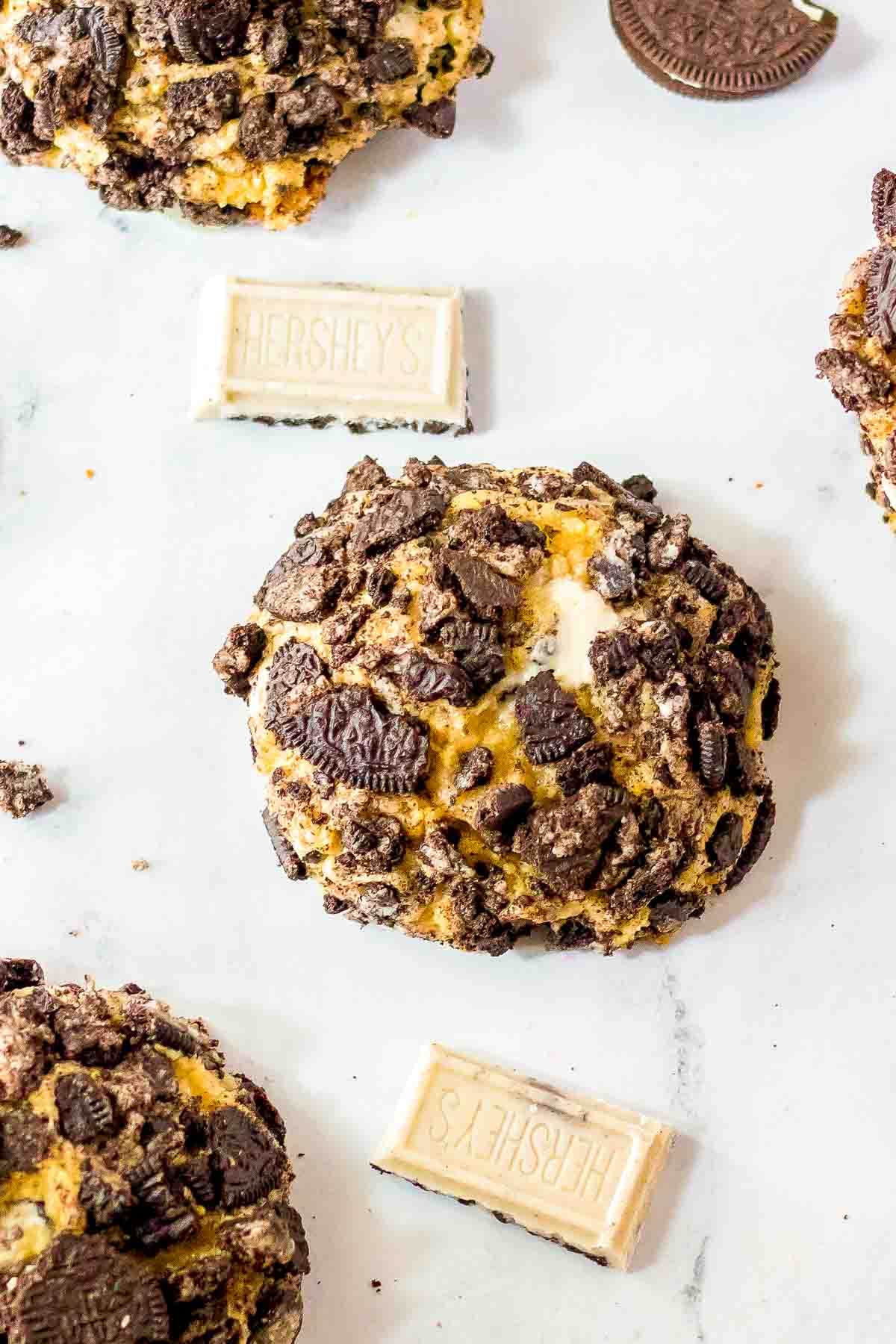 cookies and cream cookie with chocolate bar