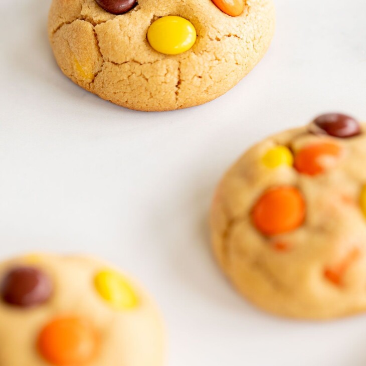 cookies with colorful reeses pieces candies
