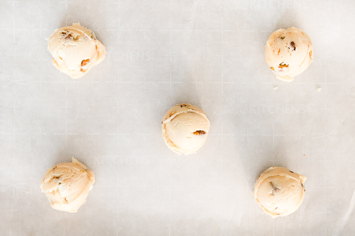 dough balls on baking sheet