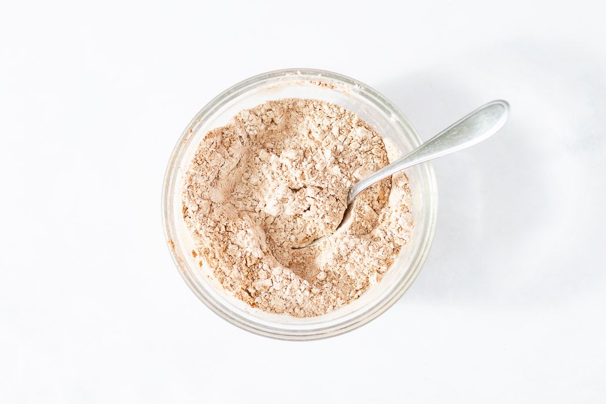 Dry ingredients in a bowl for texas sheetcake cookies